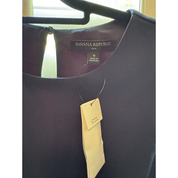 Banana Republic Sleeveless Bloused Dress NWT 6 Navy - Picture 3 of 5